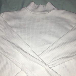 long sleeve white ribbed turtle neck